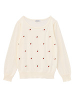 ストロベリー刺しゅうラウンドネックニット