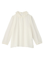 レースラウンド襟タックブラウス