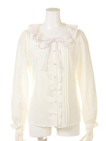 刺繍襟リボンブラウス