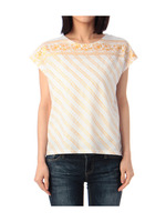 フラワー&ラインプリントTシャツ