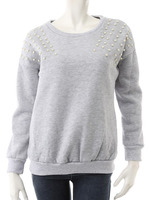 【Edit Sheen】パール付きスウェットトップス