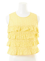 コットンレースフリル短丈トップス