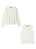 カーディガン+ノースリーブニットアンサンブル