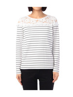 肩レース×ボーダーカットソー