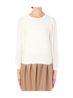 鹿の子編み切り替えクルーネックニット