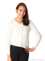 地柄チェック装飾カーデ