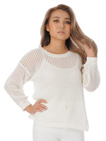 透かし柄ニットトップ