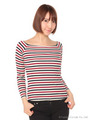 ワイドネックマルチボーダートップス