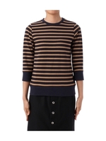 7分袖ボーダー天竺カットソー/レッド系(362)