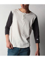 Champion 配色七分袖Tシャツ/グリーン(022)