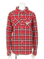 GAUZE PLAID RAGLAN SHIRT/RED