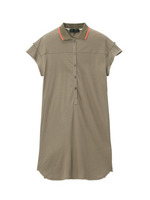 [L]ホリゾンタルカラーポロシャツ風ワンピース/ブルー系(090)