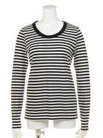 【.9pointnine】リヨセルコットンボーダーロンT/ホワイト×BK