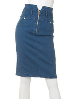 【CASUAL】ZIP切替タイトSK/インディゴ