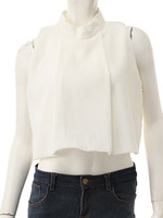 【CEDNIE】ハイネックタックトップス/ホワイト