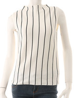 【ECURY】ハイネックストライプニットトップス/オフホワイト