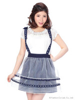 【LIZ LISA】オーガンジー重ねサス付SK/ネイビー