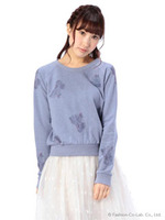 【LIZLISA】花柄裏毛トップス/ブルー