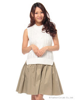 【W】ノースリーブニットコンビワンピース/ネイビー