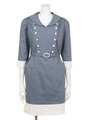 【an another angelus】セーラーカラー7分袖ワンピース/ BLUE/WHITE
