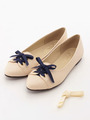 【an another angelus】レースアップフラットパンプス/NAVY
