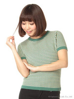 【dazzlin】ミックスジャガード半袖TOPS/グリーン