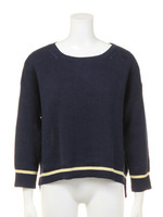 【mystic】畦編みラインニット/NAVY