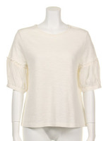 【mystic】袖異素材プルオーバー/NVY