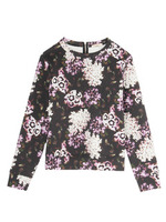 ぼかしタッチフラワープリントカットソー/ブラック(119)