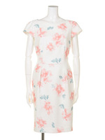 ぼかし花プリントワンピース/コーラルピンク