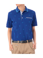 アンカー刺しゅう鹿の子ポロシャツ/ブルー系(092)