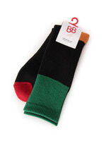 カラーブロック厚手ソックス/ブラック(019)