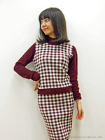 ギンガムニットプルオーバー/ネイビー