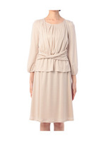 クロスギャザー切り替えセットアップワンピース/ライトベージュ(051)