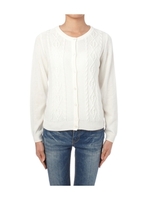 ケーブルボーダーニットカーディガン/ライトグレー(211)