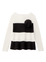 コサージュ付き配色ニット/ブルー(392)