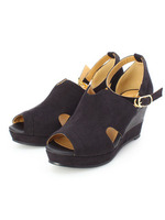 サイドオープンウェッジサンダル/ブラック(019)