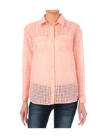 シースルーチェックシャツ/ピンク系(072)