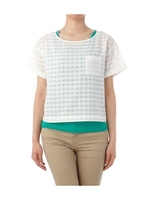 シアーチェックブラウスタンクトップセット/ブラック(019)