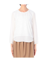 シアーボーダー切り替えカットソー/ライトベージュ(051)