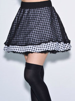 シフォンオーバーフレアスカート/ブラック/ホワイト