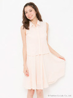 シャツレイヤードワンピースセット/ベ-ジュ