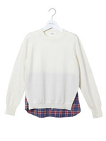 シャツレイヤード風ニットプルオーバー/OWHT