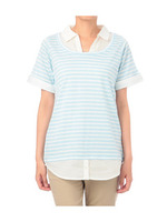 シャツレイヤード風プルオーバー/ブルー系(390)