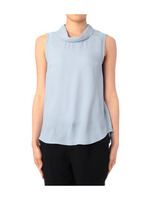 スタンドカラーブラウス/ブルー系(092)