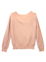 ストライプVニットプルオーバー/ライトグレー