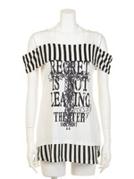 ストライプオフショルチュニック/ブラック