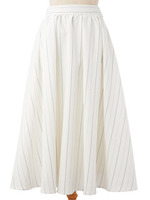 ストライプタックギャザースカート/ホワイト