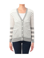 ダブルピッチボーダーニットカーディガン/ネイビー系(093)