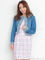 ツイードプリントワンピース/ブラック